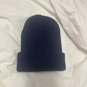 Navy Blue Ribbed Knit Beanie